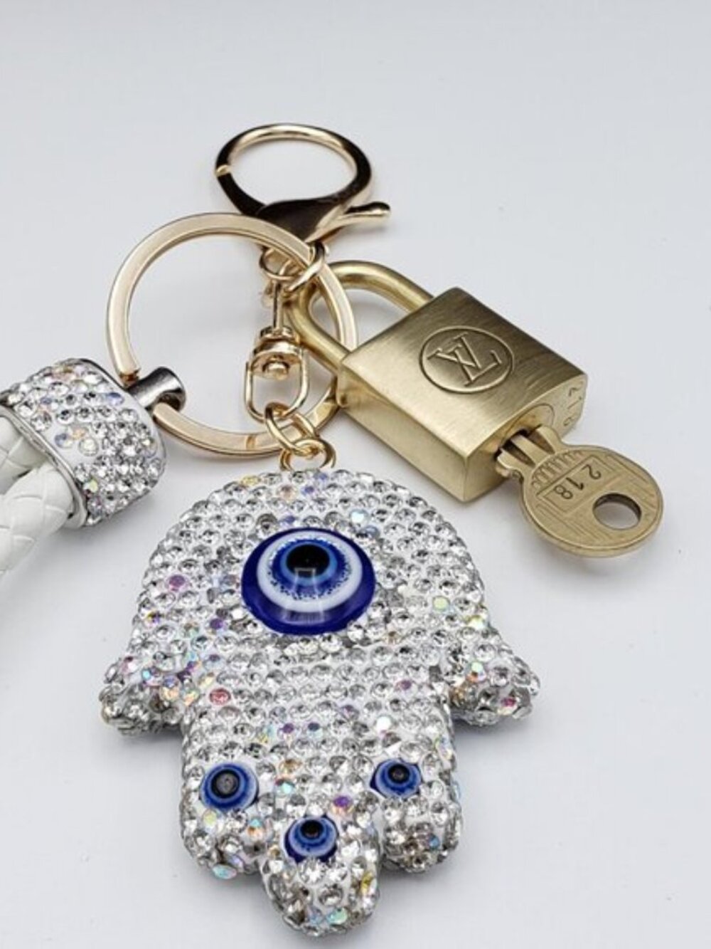 Louis Vuitton Gold Padlock 🔒 Key Set Authentic LV w/ Unbranded Evil Eye Charm - Picture 9 of 9